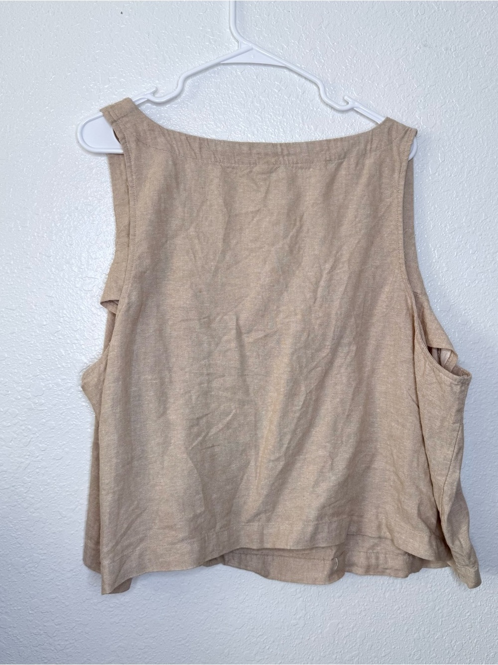 🍓 Old Navy NEW Spring Summer Cropped Linen Blend Square Neck Neutral Tank Top 3X - Picture 3 of 7